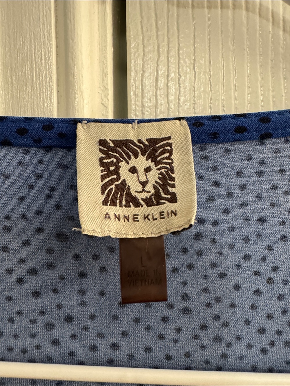 Anne Klein Cobalt Blue Dotted Wrap Top with Side Tie - Picture 2 of 4